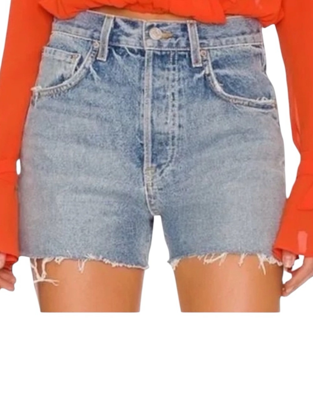 House of Harlow 1960 Denim Shorts High Rise Mom Midi Button Fly Women’s Size 33